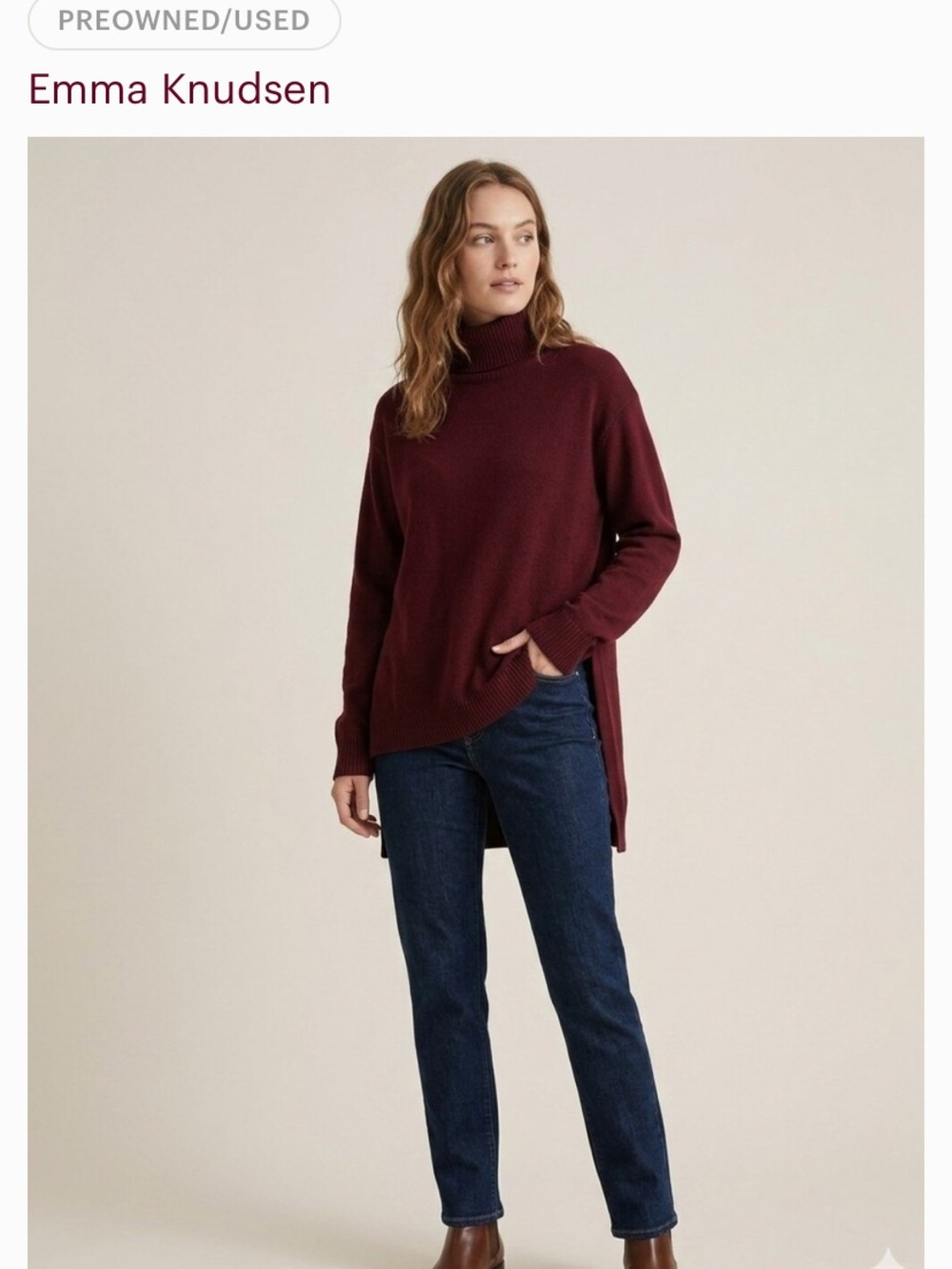 Emma Knudsen burgundy hi-lo sweater